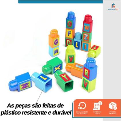 Imagem de Brinquedo Educativo Alfabeto 26 Peças Montável Cadeira Plástico Infantil Dismat Bebês e Crianças Desenvolva a Coordenação Motora e Estimule a Criatividade Plástico MK416