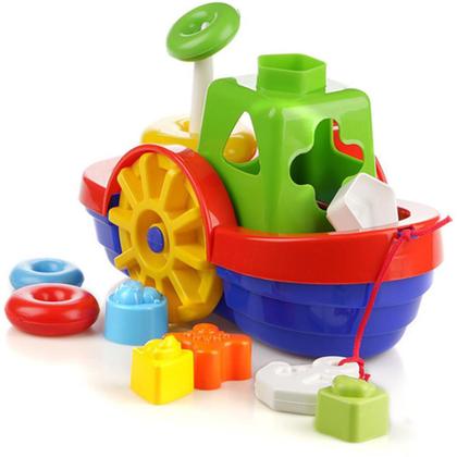 Imagem de Brinquedo Educativo Barco Didático com Blocos e âncora