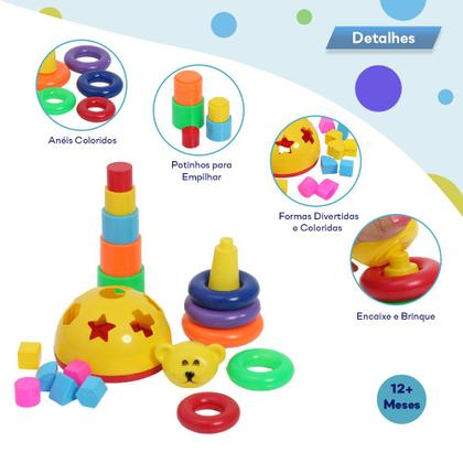 Imagem de Brinquedo Educativo Bebê Encaixar Montar Argolas Colorido