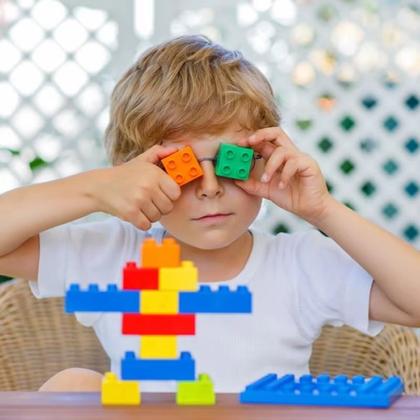 Imagem de Brinquedo Educativo Blocos de Montar 100 Peças Brinquedo Didatico Infantil