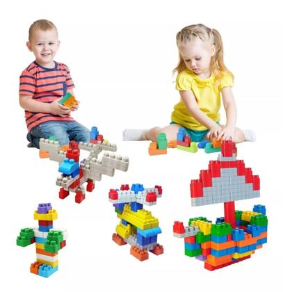 Imagem de Brinquedo Educativo Blocos De Montar 500 Peças Pedagógicos  Didático Infantil