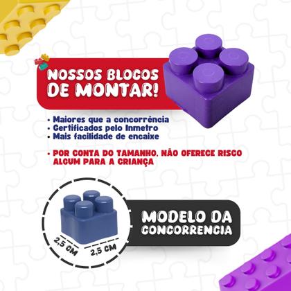 Imagem de Brinquedo Educativo Blocos de Montar Infantil Menino Menina