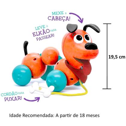 Imagem de Brinquedo Educativo Cachorro com Corda de Puxar Baby Elkão