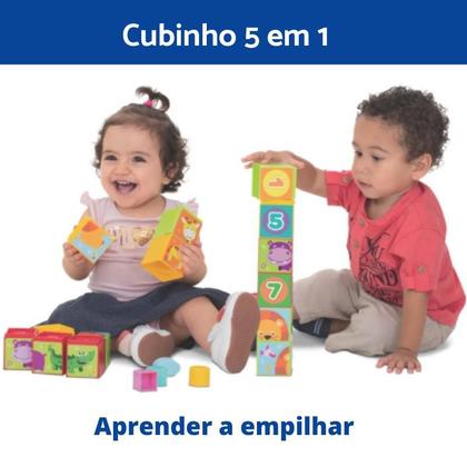 Imagem de Brinquedo Educativo Cubinhos Bebê Montar Empilhar Formas Menino Menina Criança Presente 1 ano