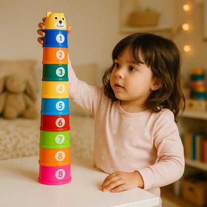 Imagem de Brinquedo Educativo de Bebê Empilhar Torre Divertida 9 Peças