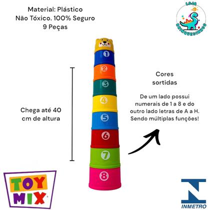 Imagem de Brinquedo Educativo de Bebê Empilhar Torre Divertida 9 Peças