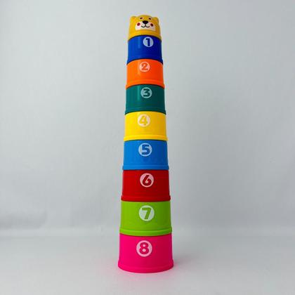 Imagem de Brinquedo Educativo de Bebê Empilhar Torre Divertida 9 Peças