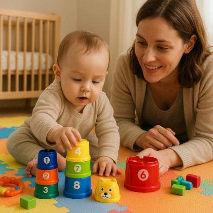Imagem de Brinquedo Educativo de Bebê Empilhar Torre Divertida 9 Peças