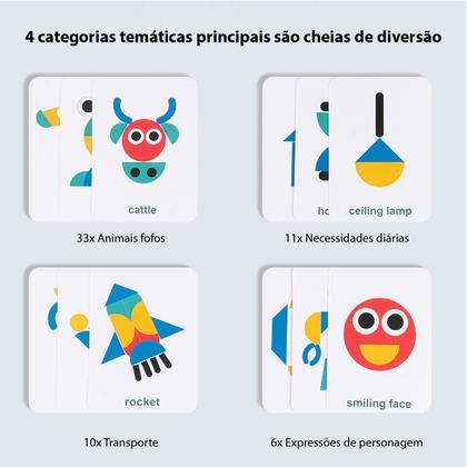 Imagem de Brinquedo Educativo De Madeira Quebra Cabeça Infantil Montessori 36 Blocos E 60 Cartas