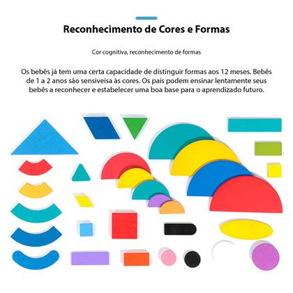 Imagem de Brinquedo Educativo De Madeira Quebra Cabeça Infantil Montessori 36 Blocos E 60 Cartas