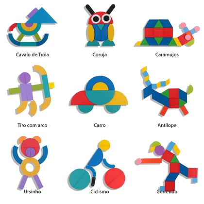 Imagem de Brinquedo Educativo De Madeira Quebra Cabeça Infantil Montessori 36 Blocos E 60 Cartas