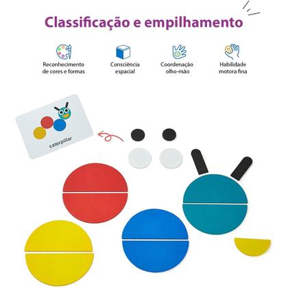 Imagem de Brinquedo Educativo De Madeira Quebra Cabeça Infantil Montessori 36 Blocos E 60 Cartas