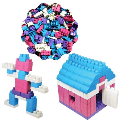 Imagem de Brinquedo Educativo Encaixe Blocos de Montar Menina 1000 Peças Coloridos Infantil Didático