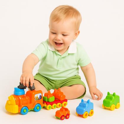 Imagem de Brinquedo Educativo Grande Menino 1 Ano Bebê Criança Trem Pedagógico Empurrar