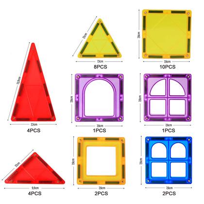 Imagem de Brinquedo Educativo Infantil Bloco de Montar Magnético 65 ou 130 Peças Coloridas com Bolsa de Armazenamento
