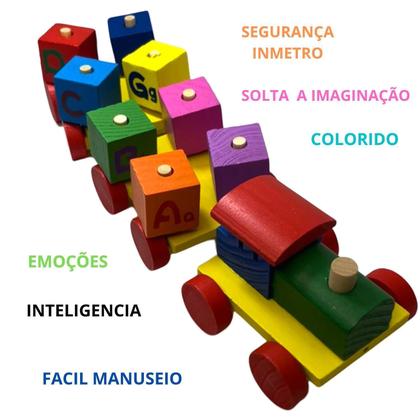 Imagem de Brinquedo Educativo Infantil Em Madeira Trem