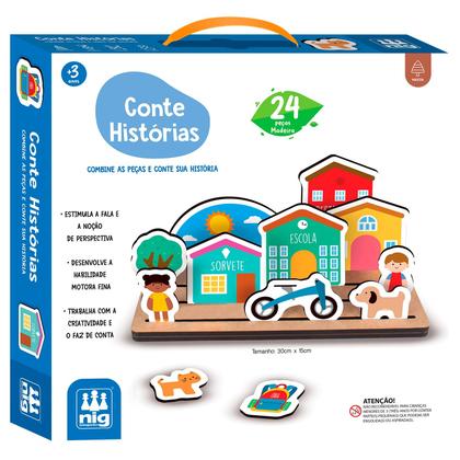 Imagem de Brinquedo Educativo Infantil Jogo Conte Histórias Nig Brinquedos Didático 24 Peças Em Madeira
