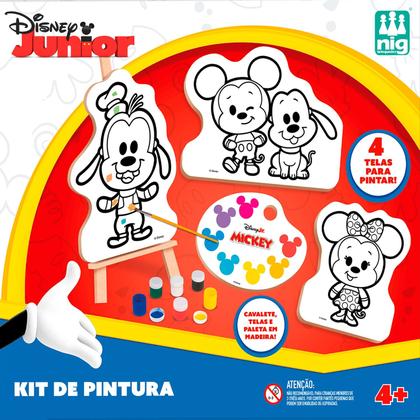 Imagem de Brinquedo Educativo Infantil Kit Pintura Mickey Mouse Com Cavalete Tintas E Pincel Colorido