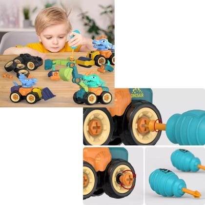 Imagem de Brinquedo Educativo Kit Carrinhos Dinossauro Monta Desmonta