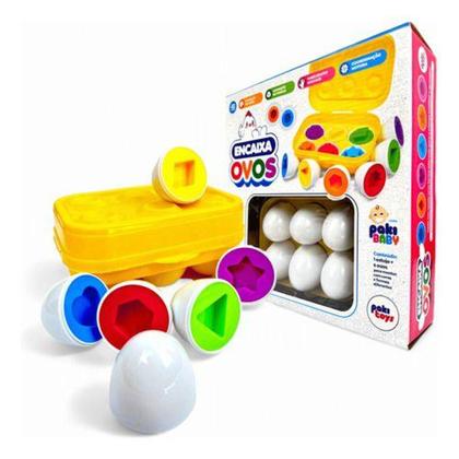 Imagem de Brinquedo Educativo Ovos Encaixar Formas E Cores Montessori - hyper Club