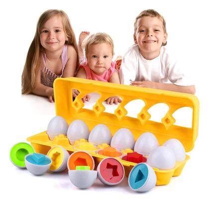Imagem de Brinquedo Educativo Pedagógico Ovos De Encaixar Geométricas