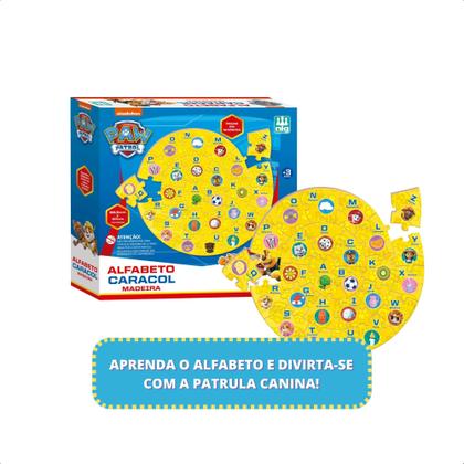 Imagem de Brinquedo Educativo Quebra-cabeça Patrulha Canina de Madeira Alfabeto Caracol Encaixe Jogo Infantil - Nig 0689