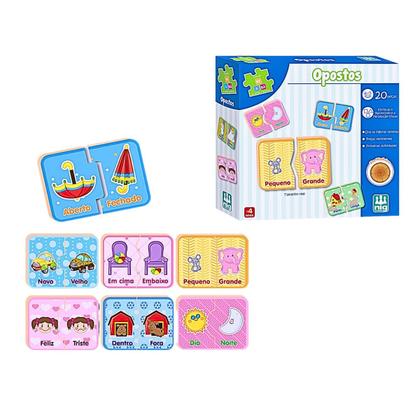 Imagem de Brinquedo Educativo Raciocinio Logico Jogo Dos Opostos 3 Anos 20 Peças Madeira Nig Brinquedos