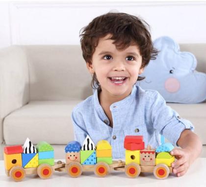 Imagem de Brinquedo Educativo - Trem De Blocos Madeira - Tooky Toy