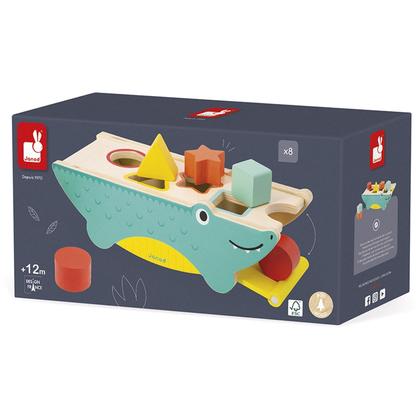Imagem de Brinquedo Encaixa-Formas Crocodilo 9 Peças Tropik - Madeira - Janod J08267