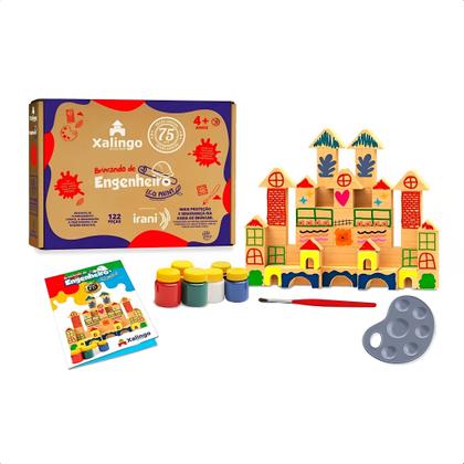 Brinquedo Engenheiro Eco Paint 122 Peças com 6 Tintas Guache e 1 Pincel Educativo Pintura Madeira Xalingo - 52780 Imagem de Brinquedo Engenheiro Eco Paint 122 Peças com 6 Tintas Guache e 1 Pincel Educativo Pintura Madeira Xalingo - 52780