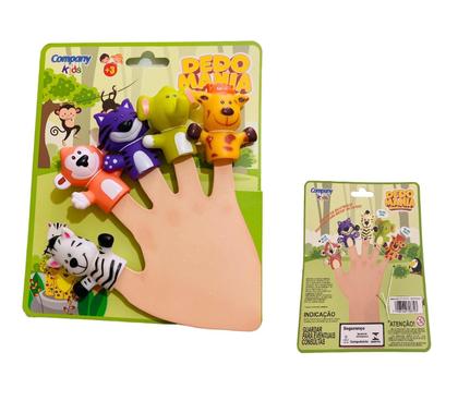 Imagem de Brinquedo Fantoche De Dedos Teatrinho Animais Safari Com 5Un