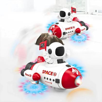 Brinquedo Foguete Astronauta Giratório 360 Luz Led Música - BBLK