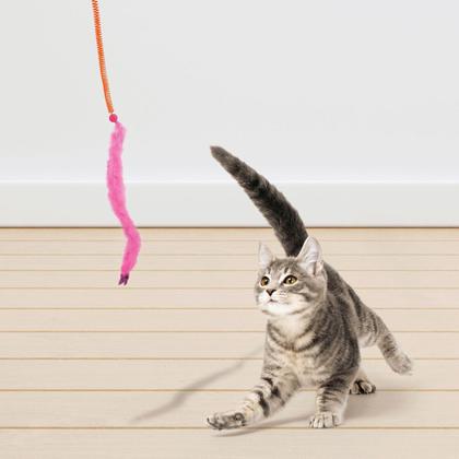 Imagem de Brinquedo Gato Interativo Featherlite Springy JW com Penas Coloridas e Catnip