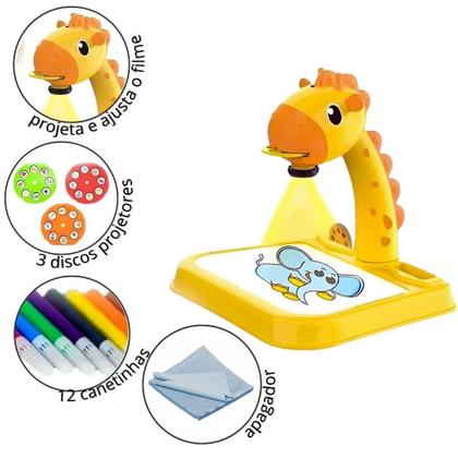 Imagem de Brinquedo Girafa Projetora de Figuras Mesa De Desenho Infantil Com Canetinhas