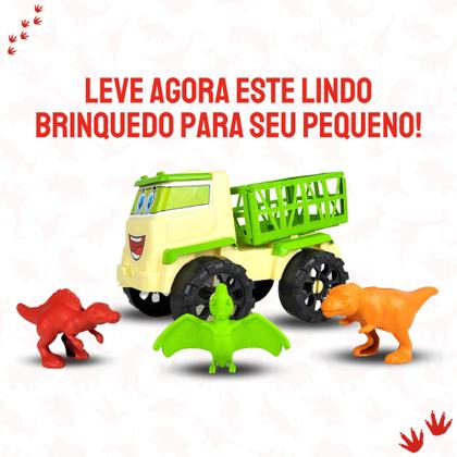 Imagem de Brinquedo Grande Caminhão Carrinho Reforçado 13 Dinossauros