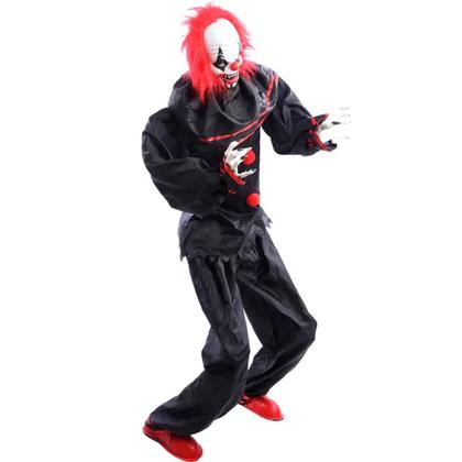 Imagem de Brinquedo Halloween Palhaço Assassino Boneco Animatronics Eletrônico pra Decoração dia das Bruxas Com Som Led e Movimentos Automaticos