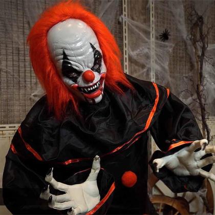 Imagem de Brinquedo Halloween Palhaço Assassino Boneco Animatronics Eletrônico pra Decoração dia das Bruxas Com Som Led e Movimentos Automaticos