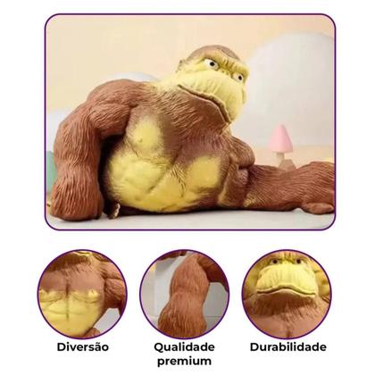 Imagem de Brinquedo Indestrutível Macaco Boneco Squish Apertar Estica orangotango Toys Antiestresse