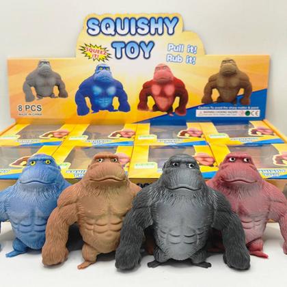 Imagem de Brinquedo Indestrutível Macaco Boneco Squish Apertar Estica orangotango Toys Antiestresse