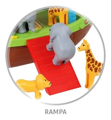 Imagem de Brinquedo Infantil Arca de Noé para Montar com 2 Bonequinhos e 6 Animais