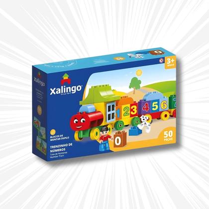 Imagem de Brinquedo Infantil Bloco Grande Trenzinho em Número 50 Peças Xalingo - 68276