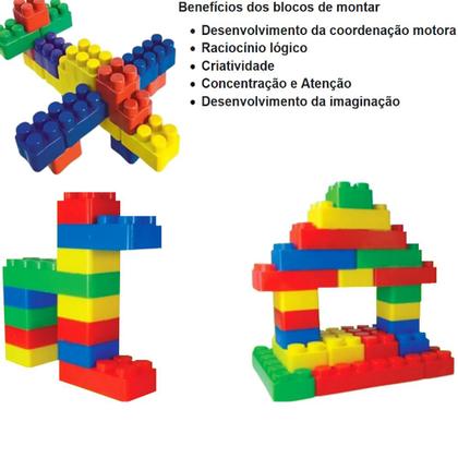 Imagem de Brinquedo Infantil Bloco Monta Monta Kit 256 Peças Educativo