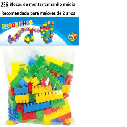 Imagem de Brinquedo Infantil Bloco Monta Monta Kit 256 Peças Educativo