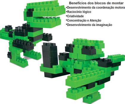 Imagem de Brinquedo Infantil Blocos de Montar Kit 64 Peças Dinossauro