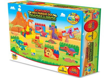 Imagem de Brinquedo Infantil Blocos Monta Monta 48 Peças Dinossauros