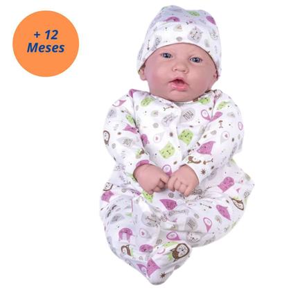 Imagem de Brinquedo Infantil Boneca Bebê Reborn Presente Criança Menina 3 4 anos Nenem com Touca e Fralda