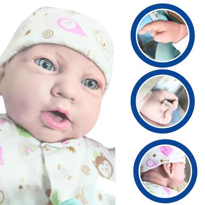 Imagem de Brinquedo Infantil Boneca Bebê Reborn Presente Criança Menina 3 4 anos Nenem com Touca e Fralda