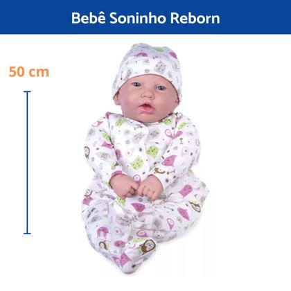 Imagem de Brinquedo Infantil Boneca Bebê Reborn Presente Criança Menina 3 4 anos Nenem com Touca e Fralda