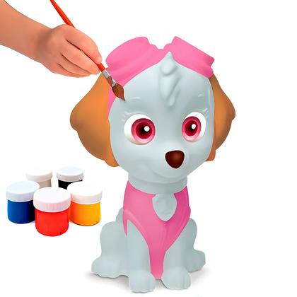 Imagem de Brinquedo Infantil Boneco Skye Patrulha Canina Para Colorir e Pintar Com Tinta Guache - Elka
