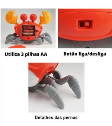 Imagem de Brinquedo Infantil Caranguejo Fujão De Sensor Interativo Musical Anda Para os Dois Lados a Pilhas